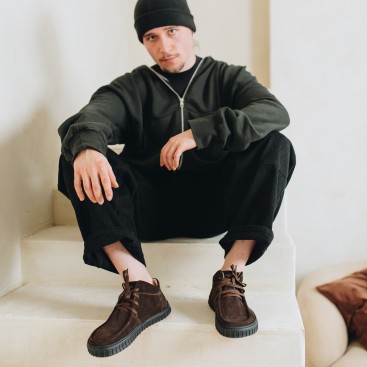 Pánské barefoot boty - MONET LIGHT - BROWN SUEDE