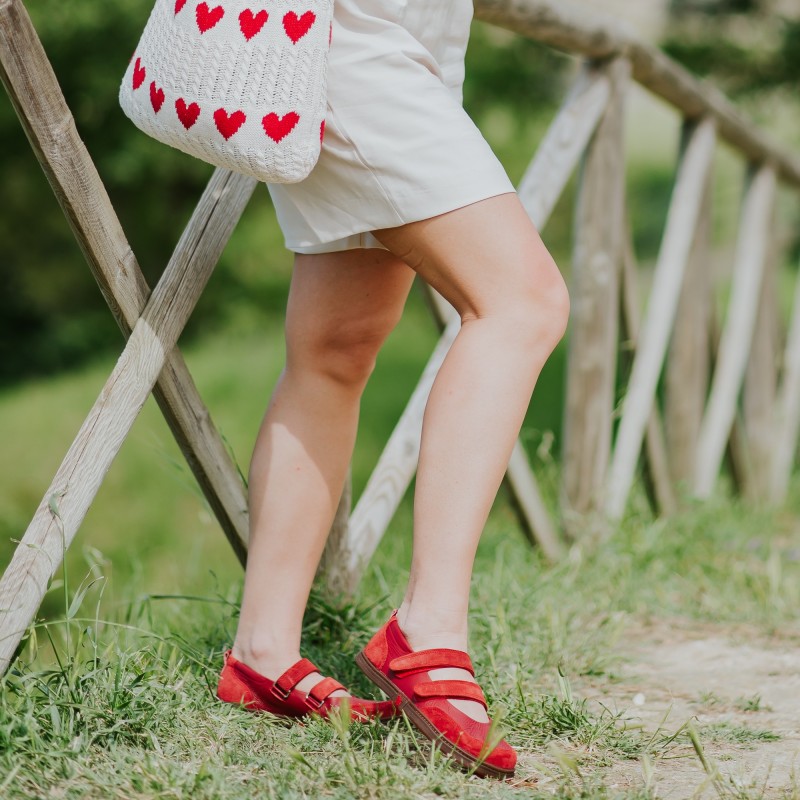 Damskie baleriny sportowe barefoot - NINA - RED