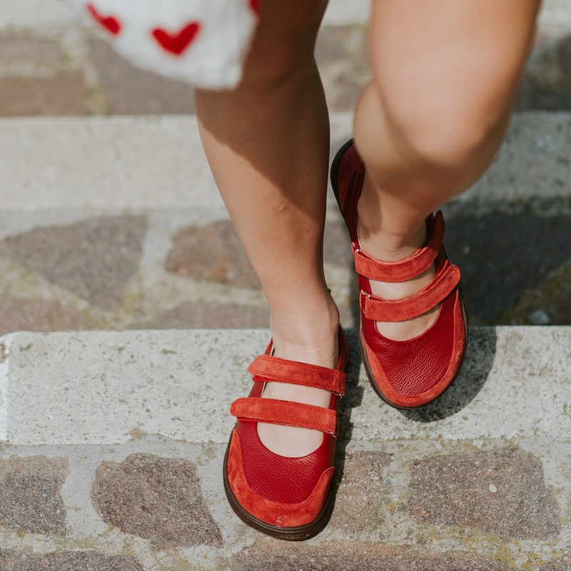 Damskie baleriny sportowe barefoot - NINA - RED