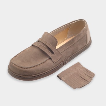 Semišová ozdoba na boty – suchý zip