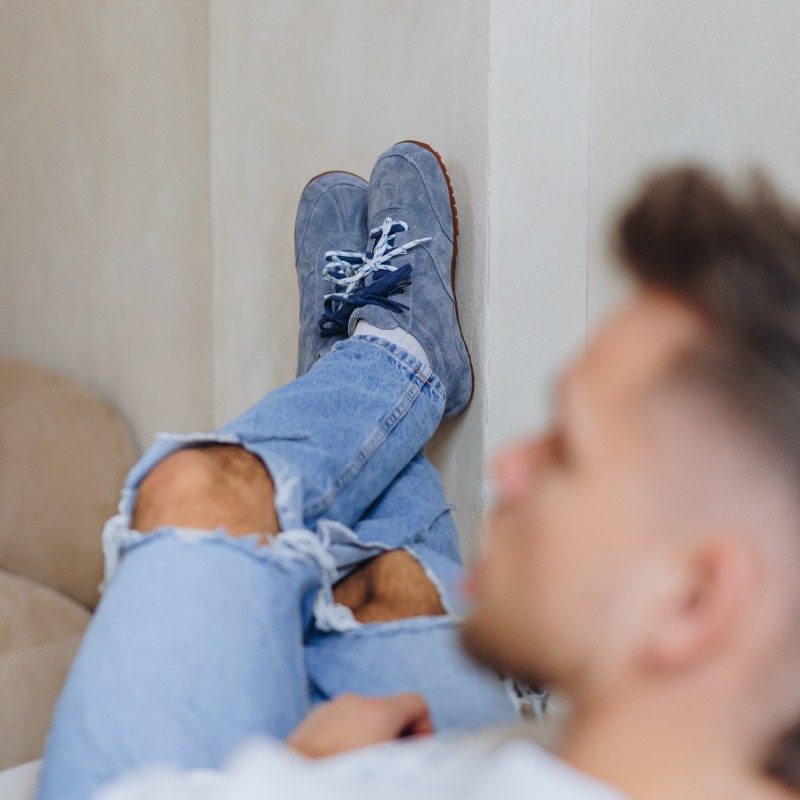 Pánské barefoot tenisky- LEGEND - INDIGO SUEDE