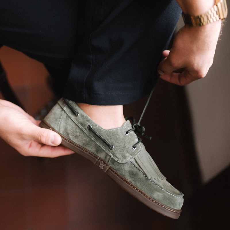 Pánské barefoot boat shoes - GALEON Khaki