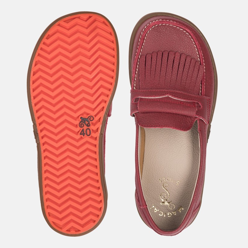 Damskie wsuwane mokasyny barefoot - Pienza Red