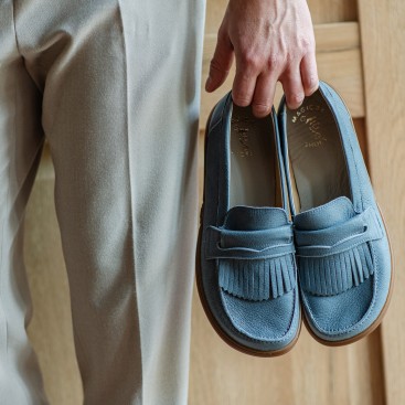 Męskie wsuwane mokasyny barefoot - Pienza Azzuro