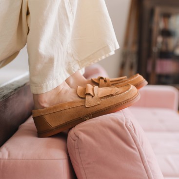 Męskie wsuwane mokasyny barefoot - Pienza Carrot Suede