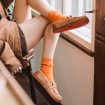 Damskie wsuwane mokasyny barefoot - Pienza Carrot Suede