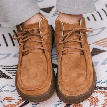 Damskie botki barefoot - MONET LIGHT - COGNAC SUEDE