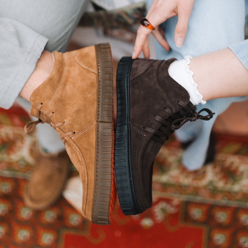 Men's Barefoot Boots - MONET LIGHT - COGNAC SUEDE