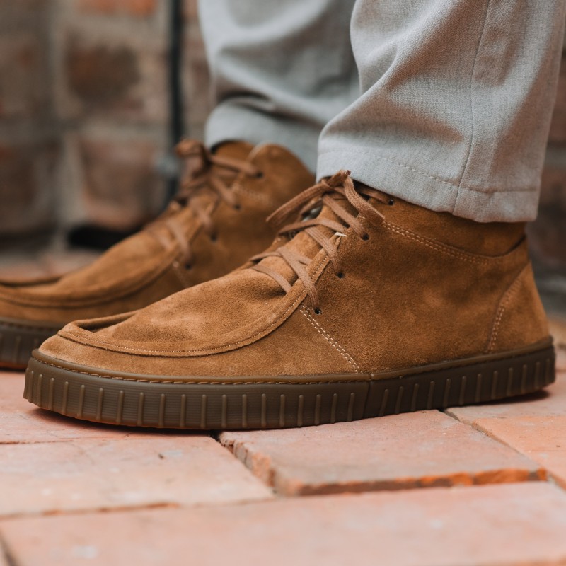 Men's Barefoot Boots - MONET LIGHT - COGNAC SUEDE
