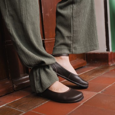 Ciemnobrązowe baleriny barefoot ze skóry licowej ADA BROWN
