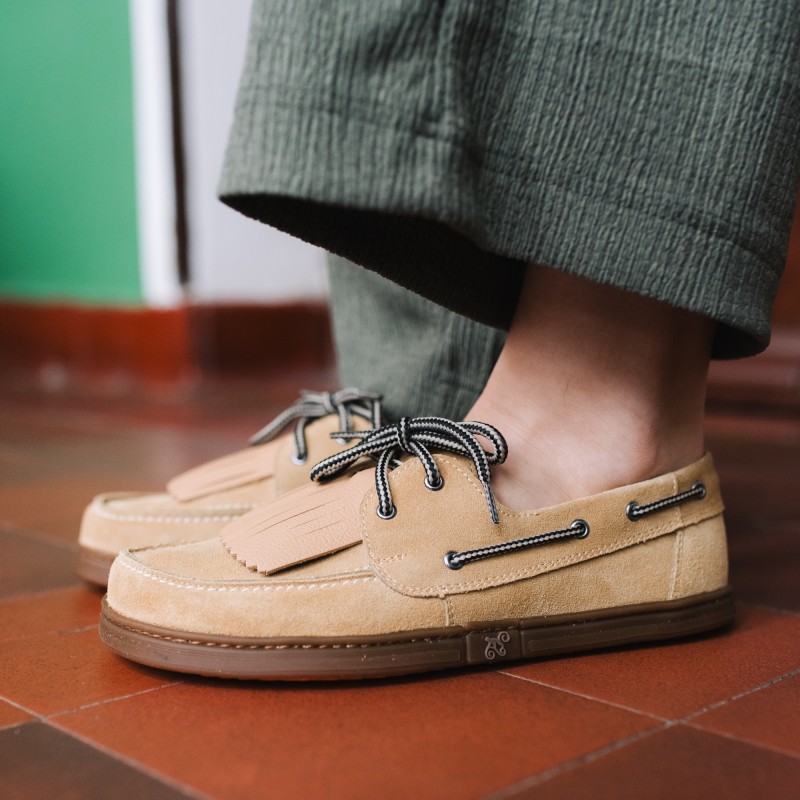Beige Wildleder-Segelschuhe für Herren GALEON BEIGE