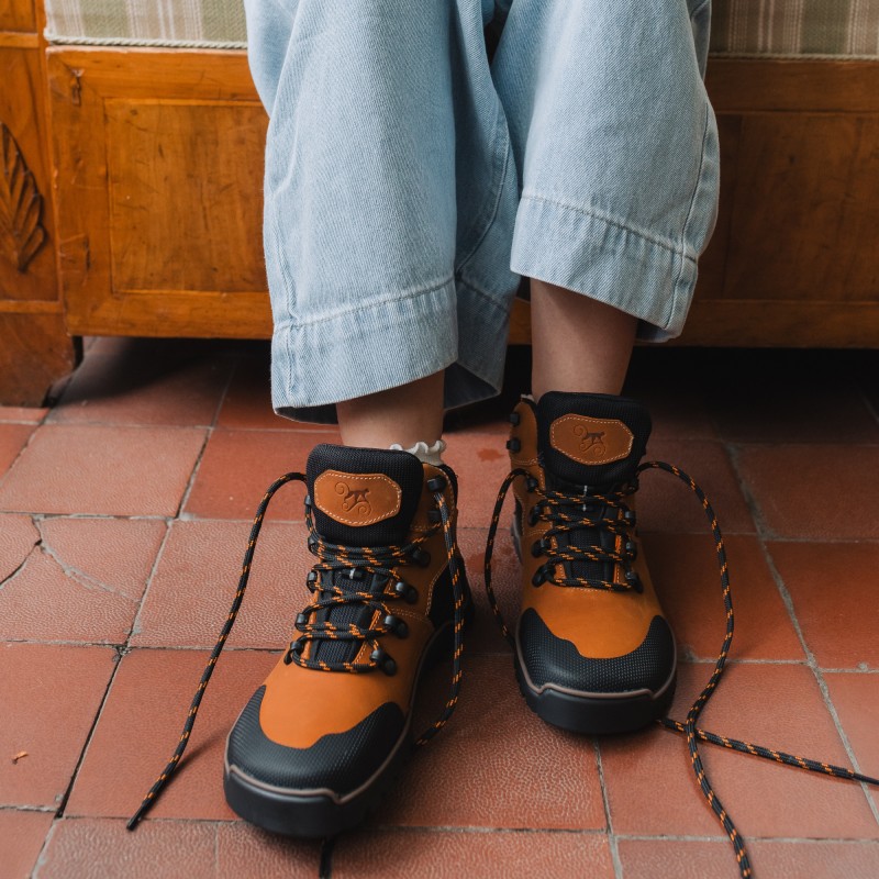 Damskie wysokie buty trekkingowe barefoot - LOGAN ORANGE