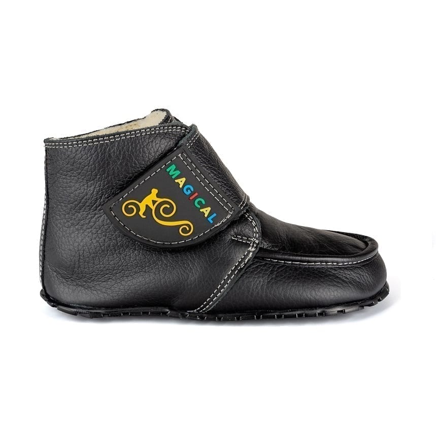 Black winter barefoot shoes for kids