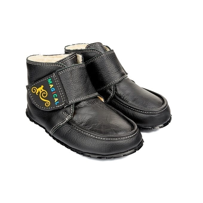 Winter barefoot kids boots - ZiuZiu Black - Magical Shoes