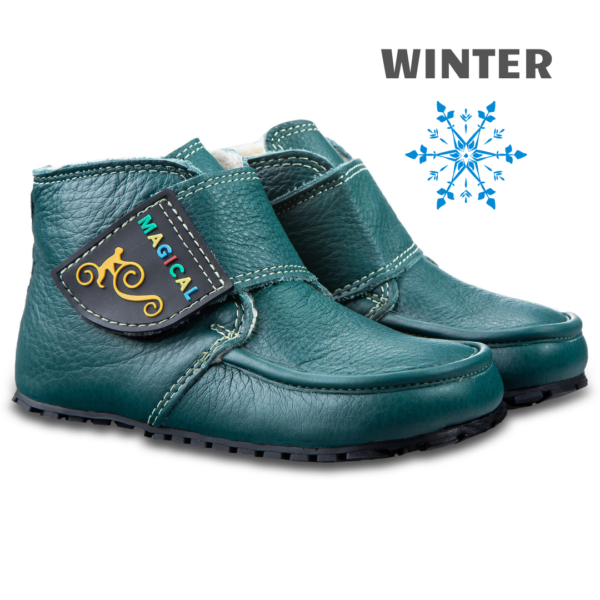 Ciepłe dziecięce buty zimowe ze skóry - BAREFOOT - Magical Shoes ZiuZiu