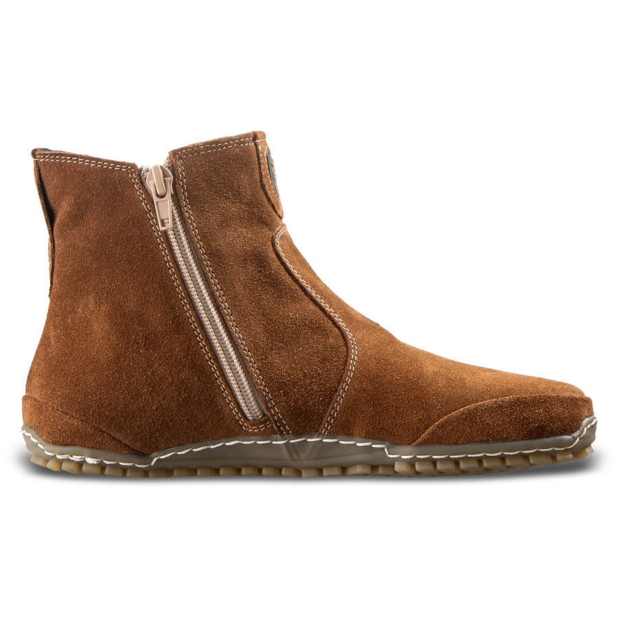 Flat barefoot boots for fall - LUPINO Cognac