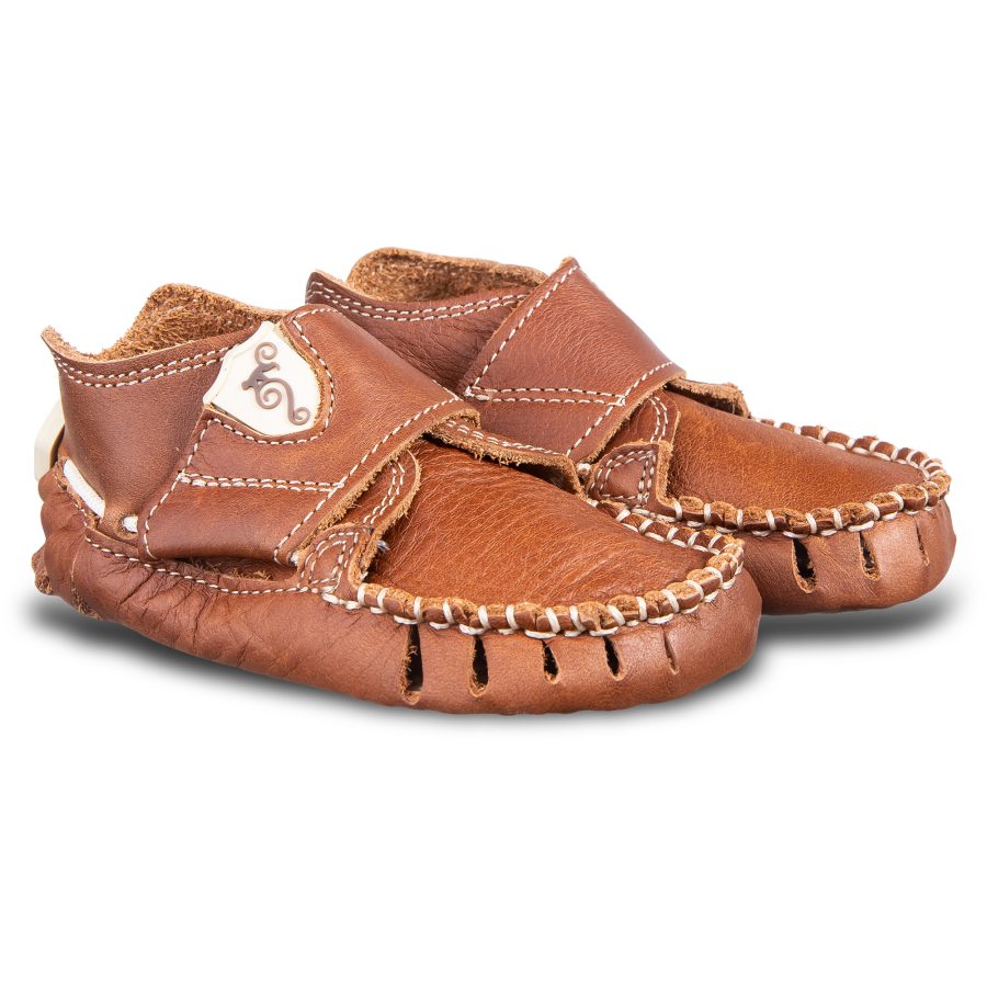 Brown leather baby barefoot shoes - MOXY BABY