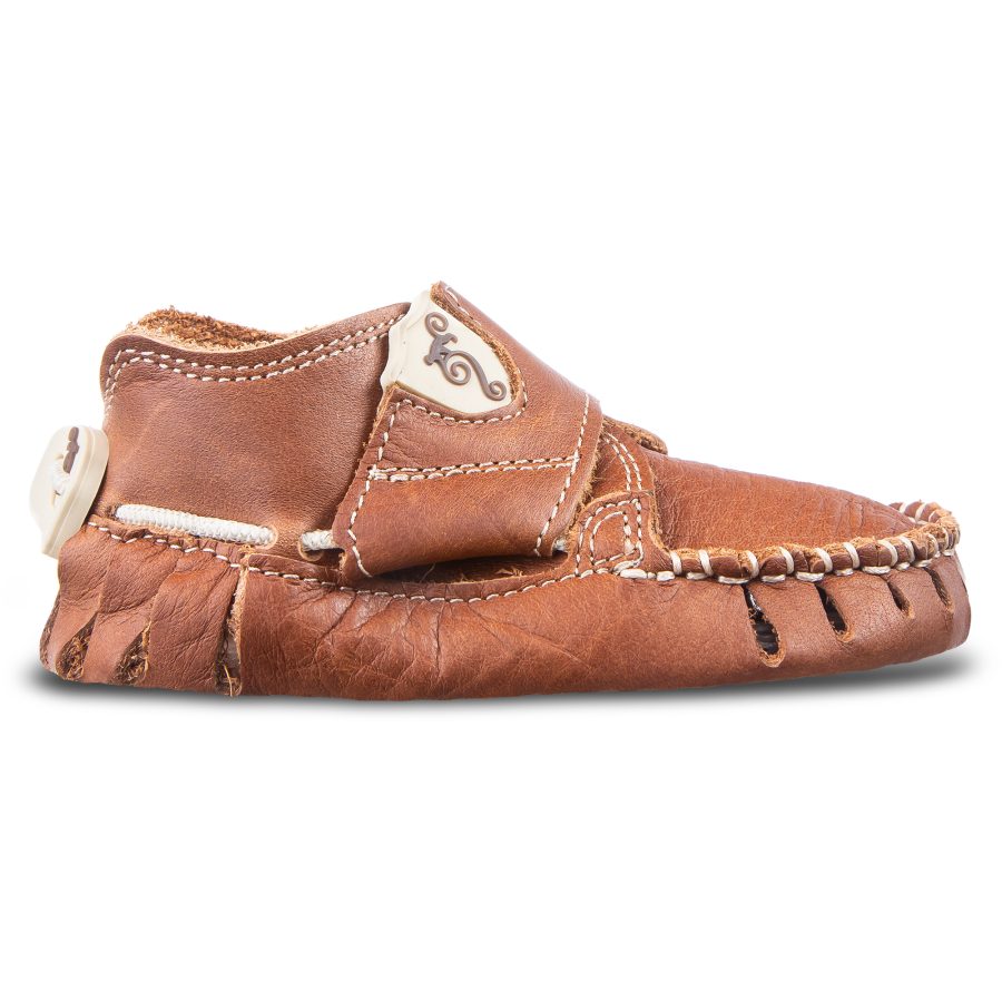 Flat leather baby shoes - Magical Shoes MOXY BABY COGNAC